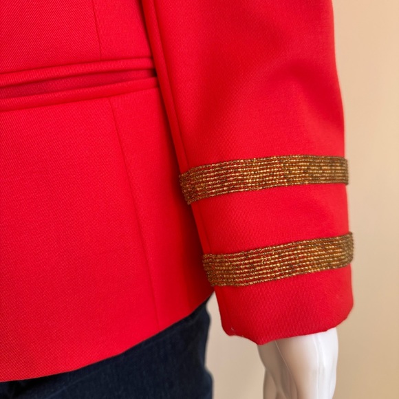 Escada Margaretha Ley Wool Vtg 80s 1980s Poppy Red Gold Nautical Blazer Jacket - Picture 6 of 14
